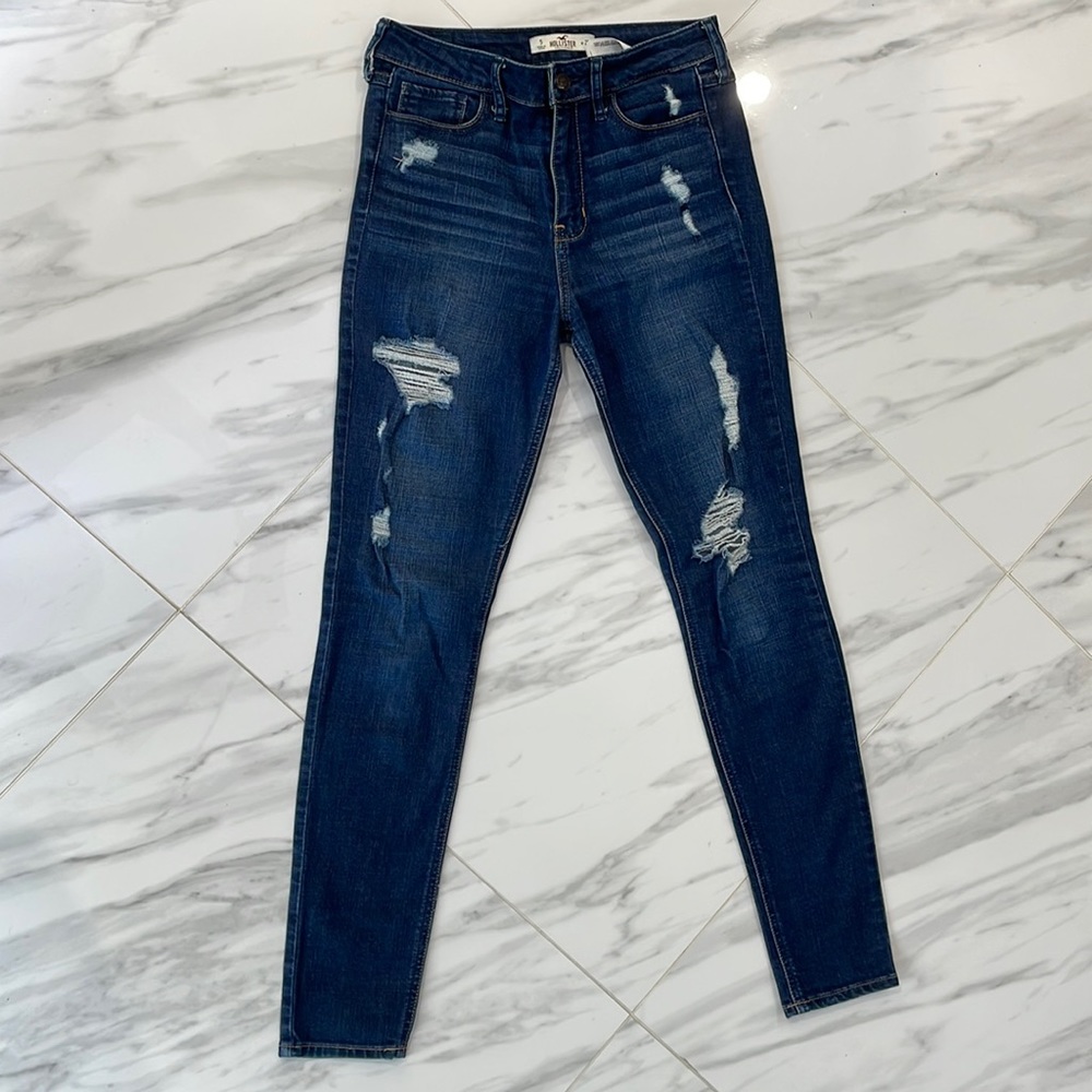 HOLLISTER Women’s/Junior Blue Ripped Skinny Jeans Size 5R 27